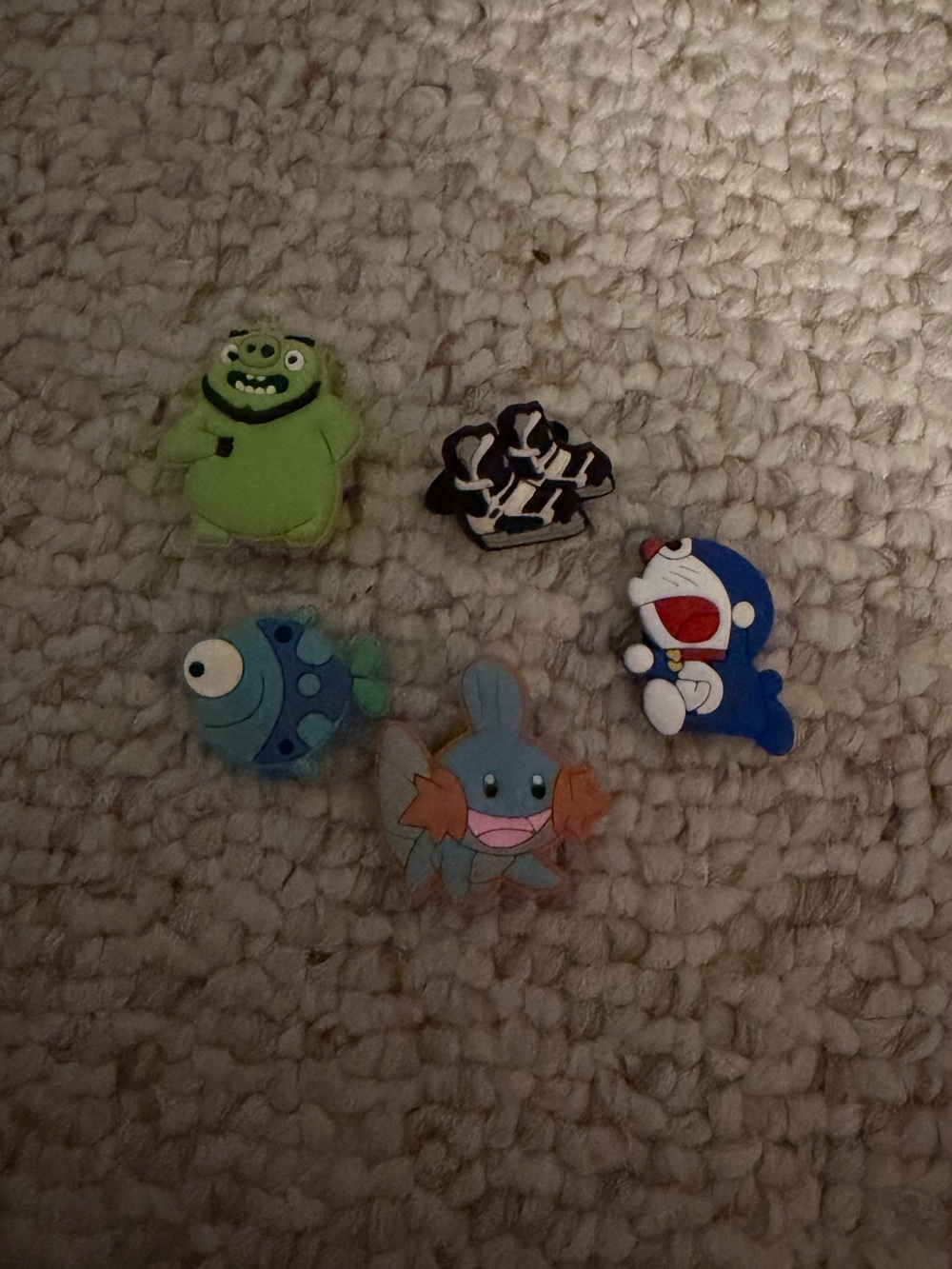 Assorted Kids Cartoon Character Toy Croc shoe charms- blue, green, multi set 5pc